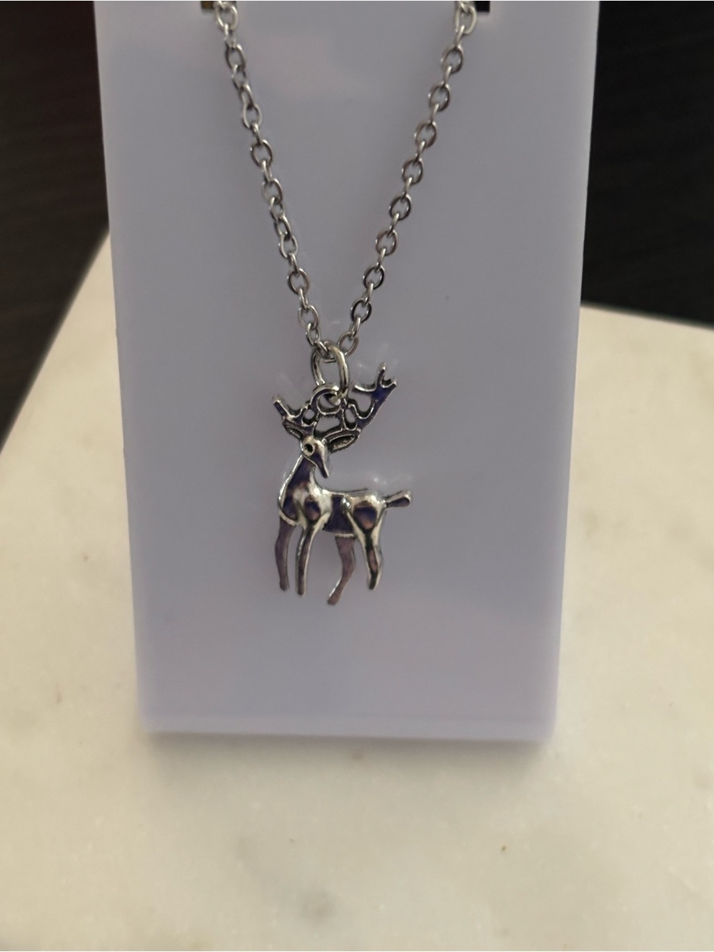 Silver Tone Alloy Deer Stag Pendant Necklace, Cottagecore Woodland